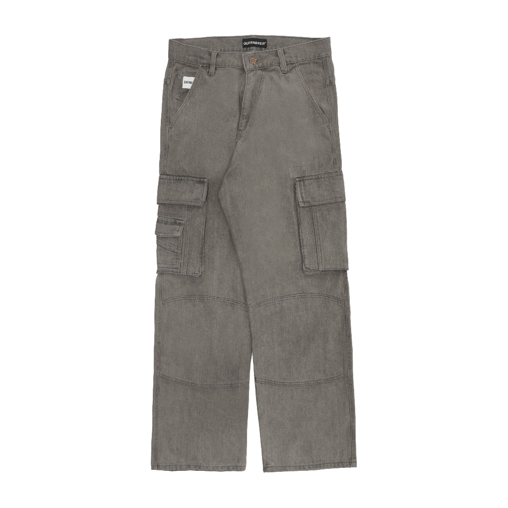 Queenbeer - Cargo Washed Denim Pants Wide Fit Dave