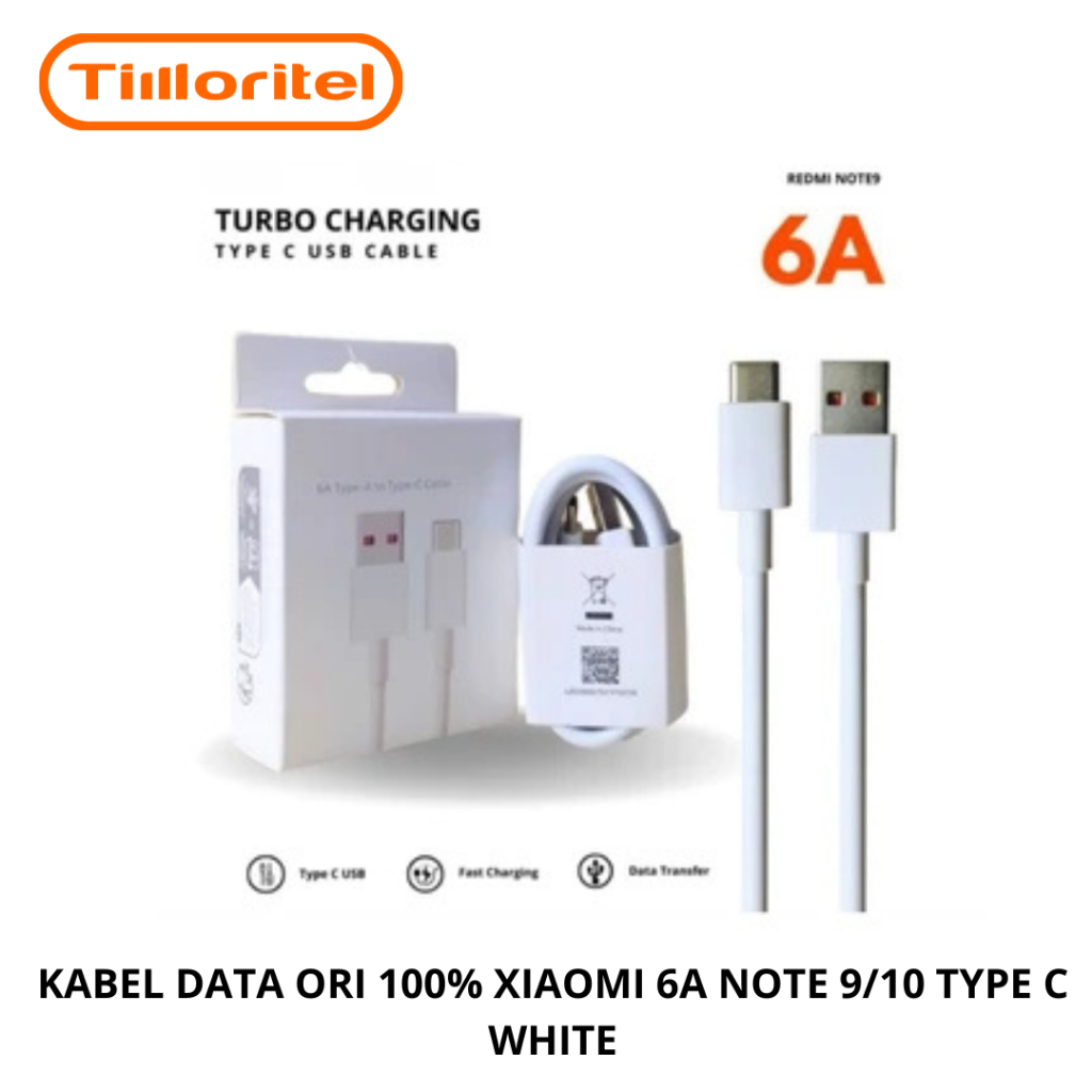 KABEL DATA ORI 100% XIAOMI 6A NOTE 9/10 TYPE C WHITE