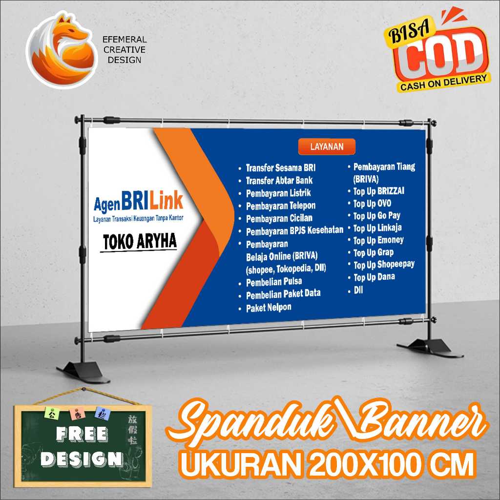 Cetak Spanduk Banner Brilink 200X100 Cm Free Desain Dan Ukuran