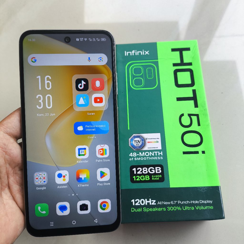 Handphone Infinix Hot 50i Ram 6+6 internal 128Gb second Fulset