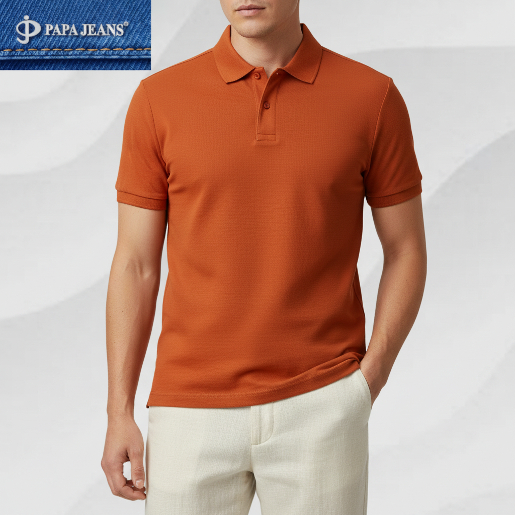 Papa Jeans Kaos Kerah Polo Shirt Lengan Pendek Bata Clay