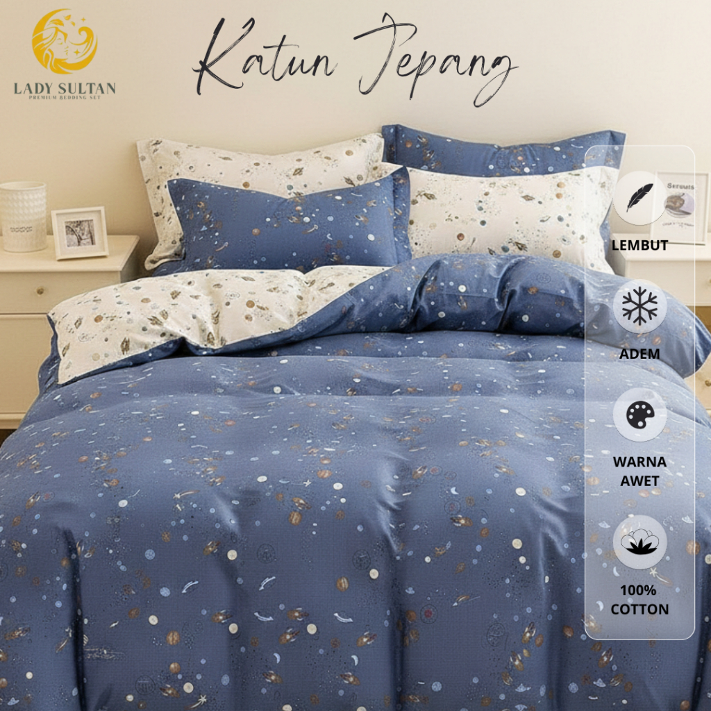 Lady Sultan Bedcover Set Katun Jepang Anak Motif Angkasa & Beruang