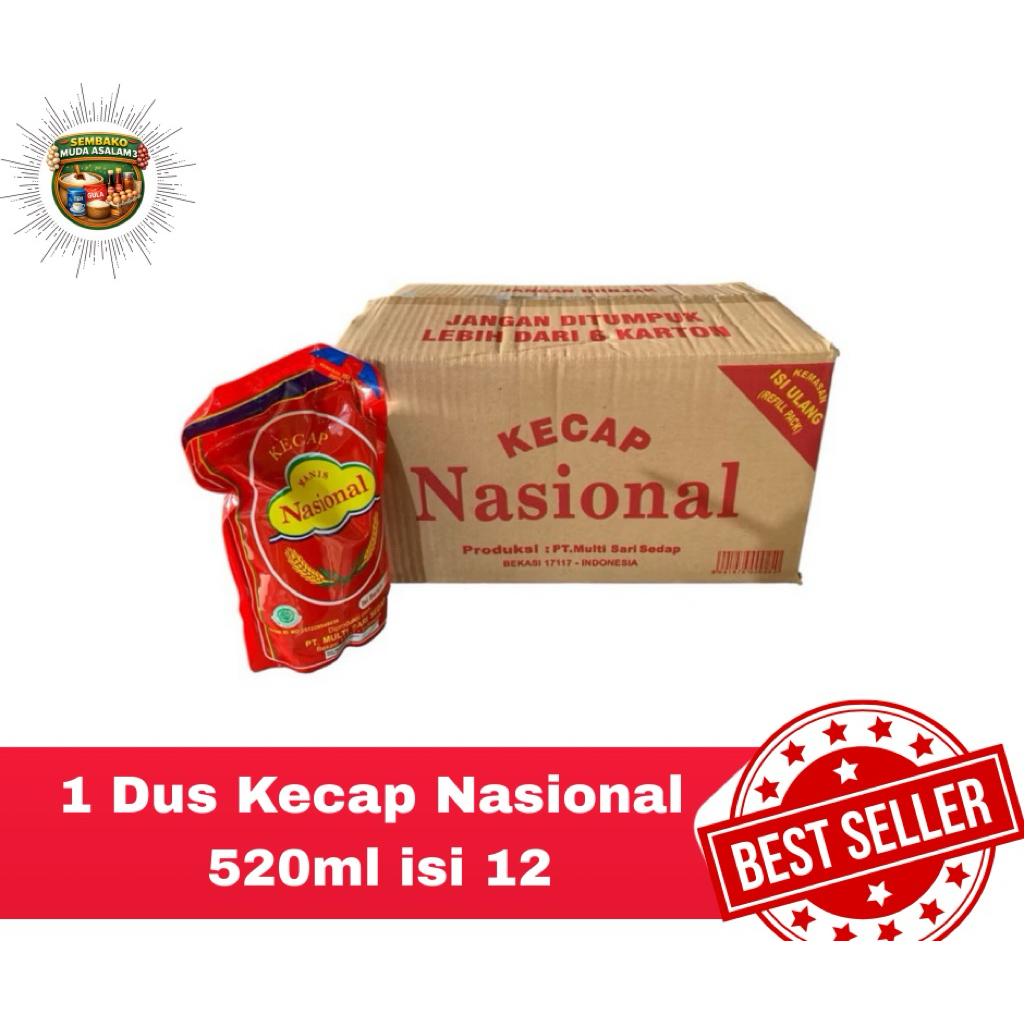 Kecap Manis Nasional 520ml 1 dus isi 12 / Kecap Manis Gurih