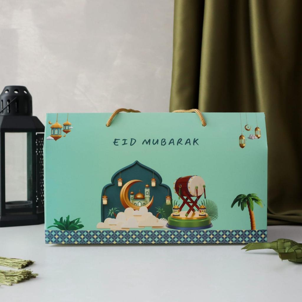 DUS / BOX LEBARAN GABLE HIJAU EID MUBARAK 3 TOPLES JAR