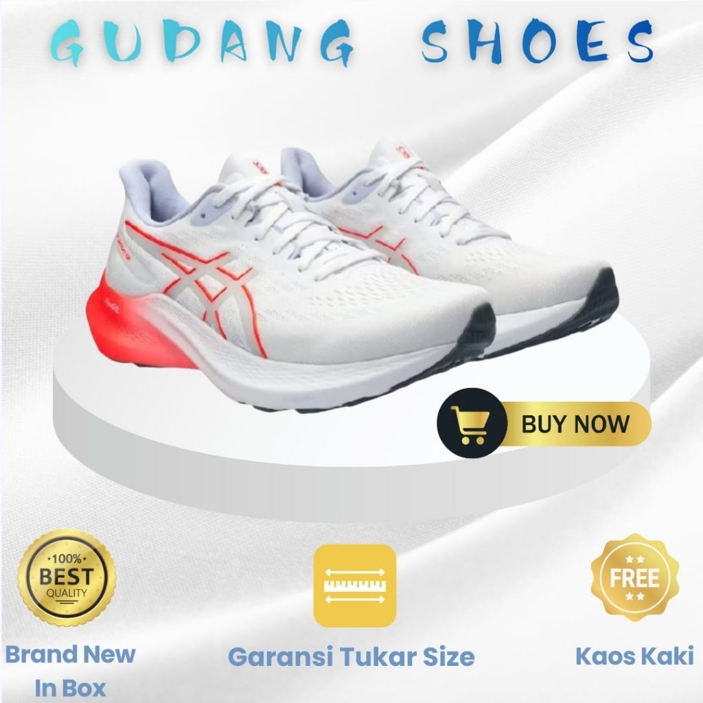 Sepatu Lari GT 2000 12 White Sunrise Red Mesh Running Shoes