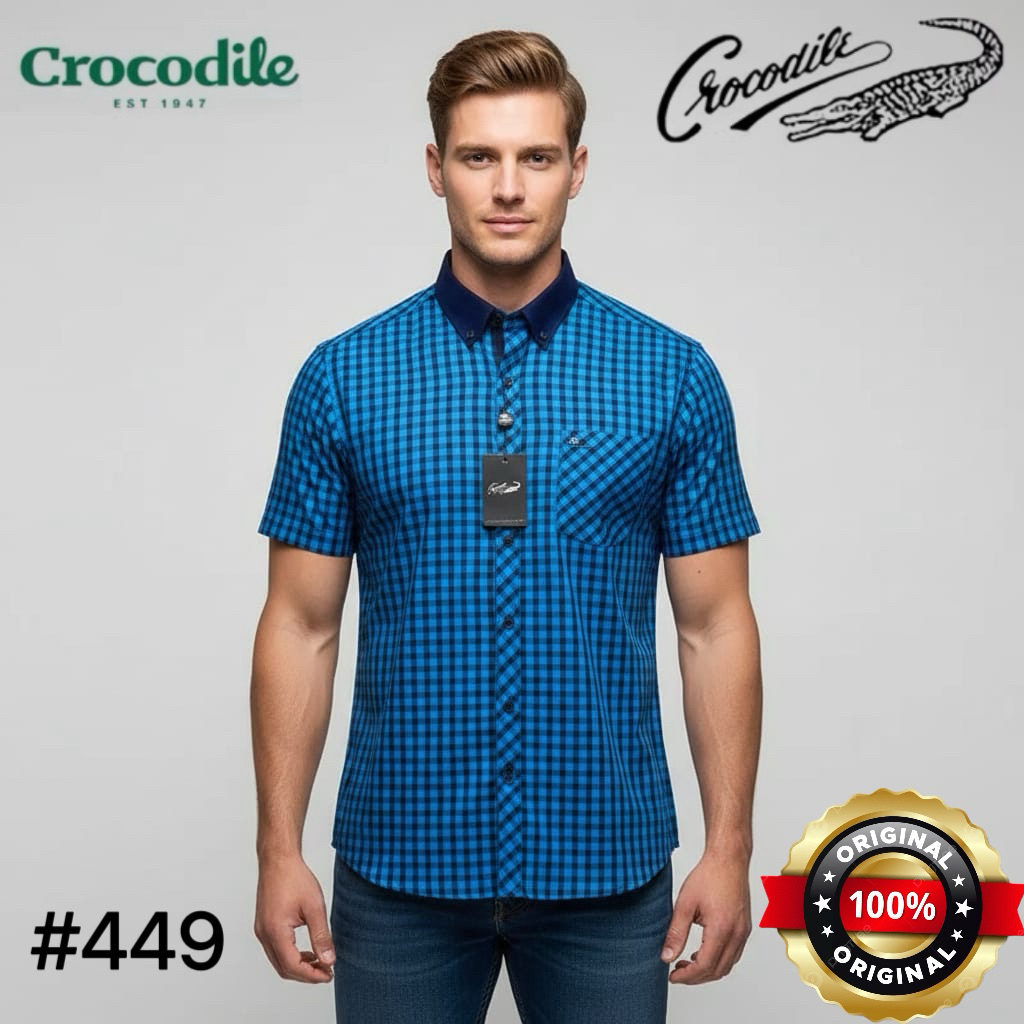 ( LUXOYEZ ) 449 BAJU CROCODILE BRANDED BISA COD PRIA KEMEJA ATASAN BAHAN KATUN MEDAN KERAH MEN UNTUK