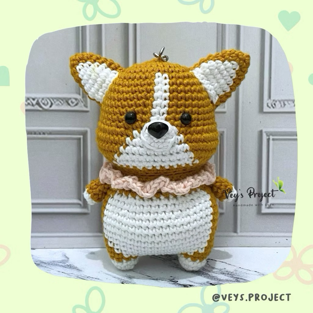 Gantungan Kunci Rajut Anjing Corgi | Corgi Amigurumi