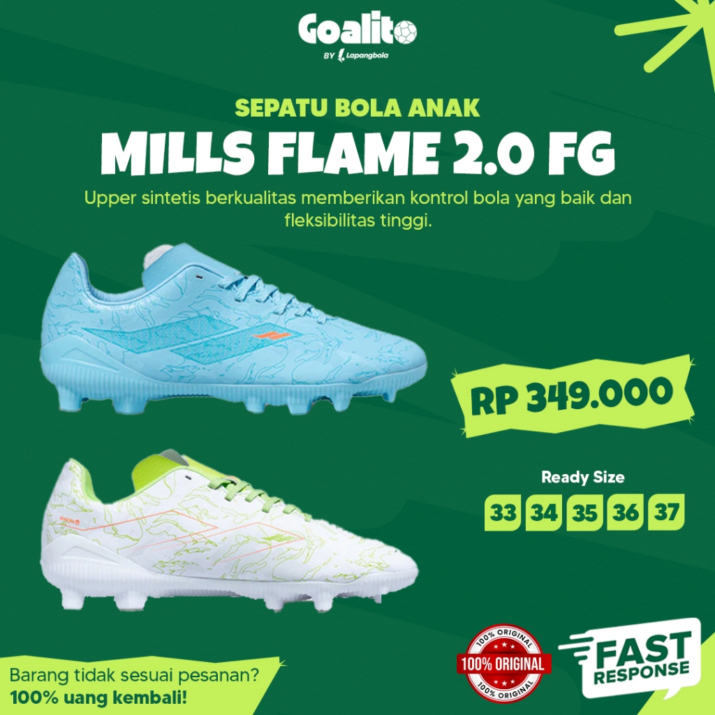 Sepatu Bola Anak Mills Flame 2.0 FG Original | Sepatu Sepak Bola Anak