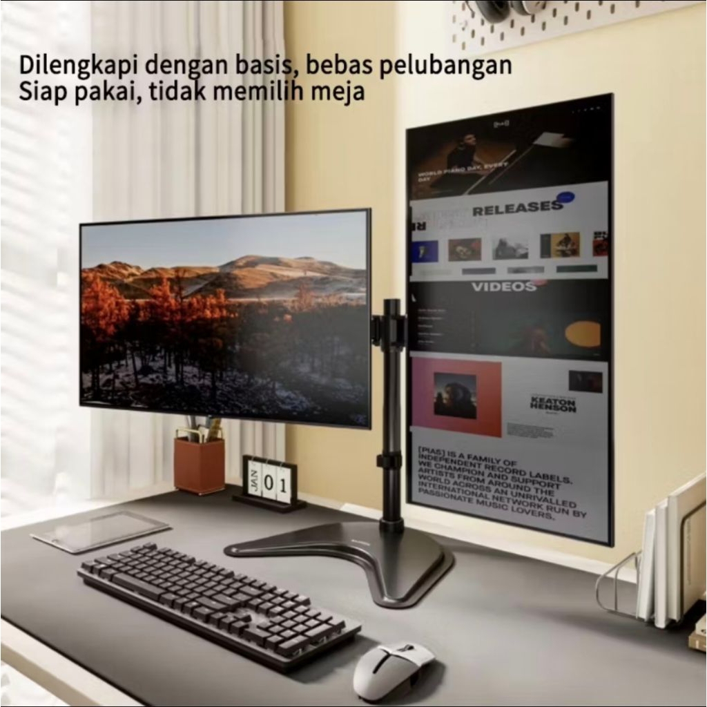 Bracket Monitor dan Laptop Double Stand Bracket Monitor Notebook Mount Desk