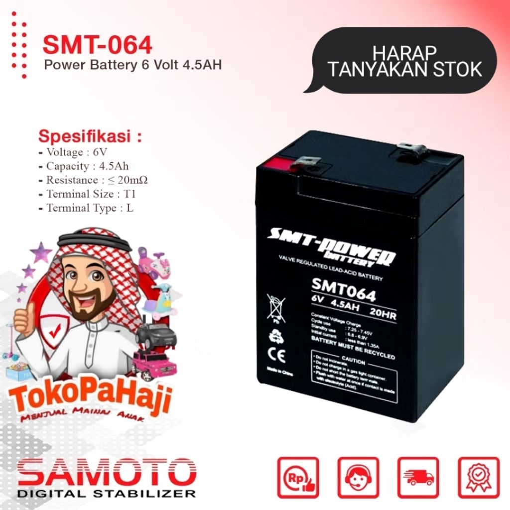 AKI KERING MOBIL AKI MOTOR AKI SMT POWER 6V 4.5AH, 6V 7AH, 12V 5AH, 12V 7.5A