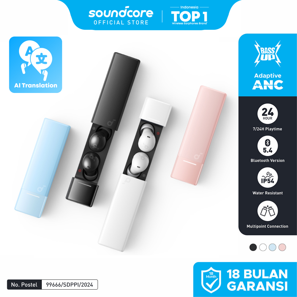 (NEW LAUNCH) Soundcore Anker A30i NC Earbuds Adaptive Noise Canceling Headset Wireless Earphone Blue