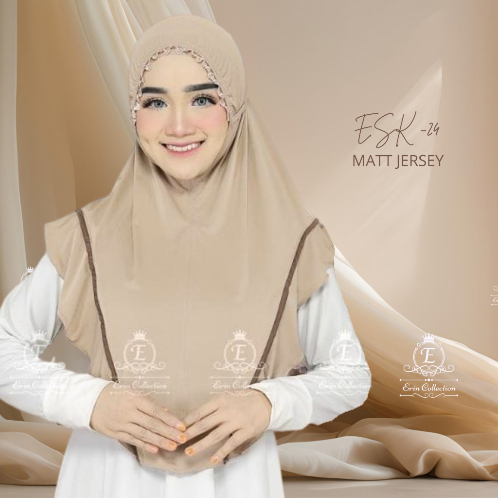JILBAB INSTAN KERUT MUKA RENDA LIST/HIJAB INSTAN NON PET/BERGO INSTAN ORI BY ERIN COLLECTION ESK_K24