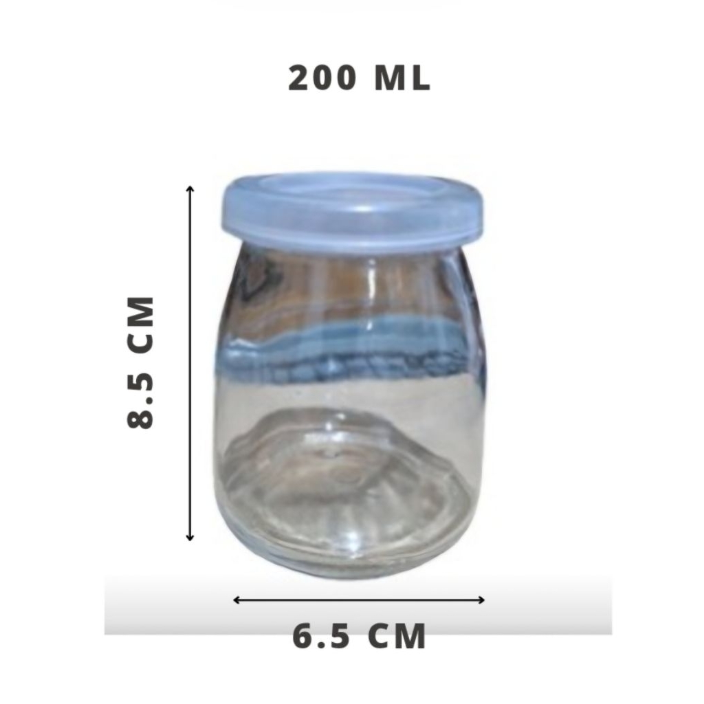 JAR KACA PUDING TOPLES DENGAN TUTUP LID 200ML