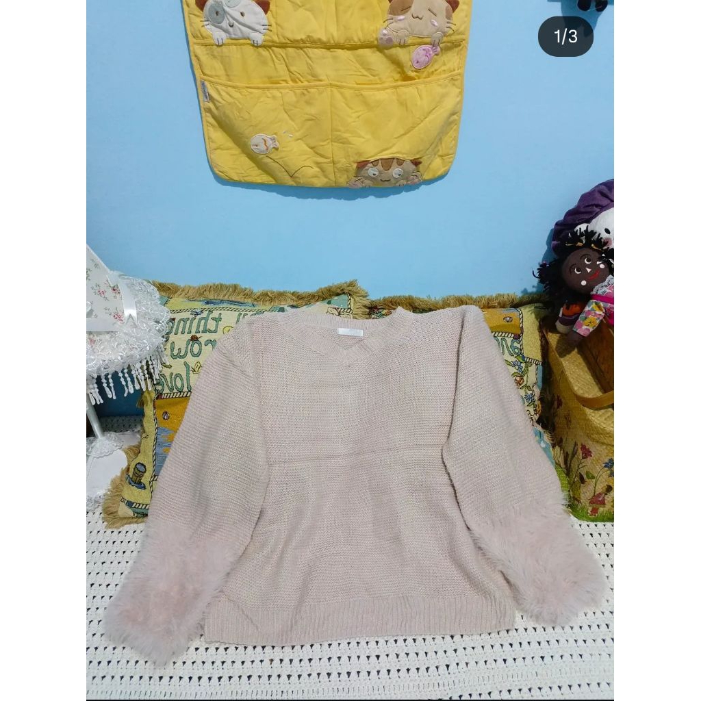sweater rajut fuzzy