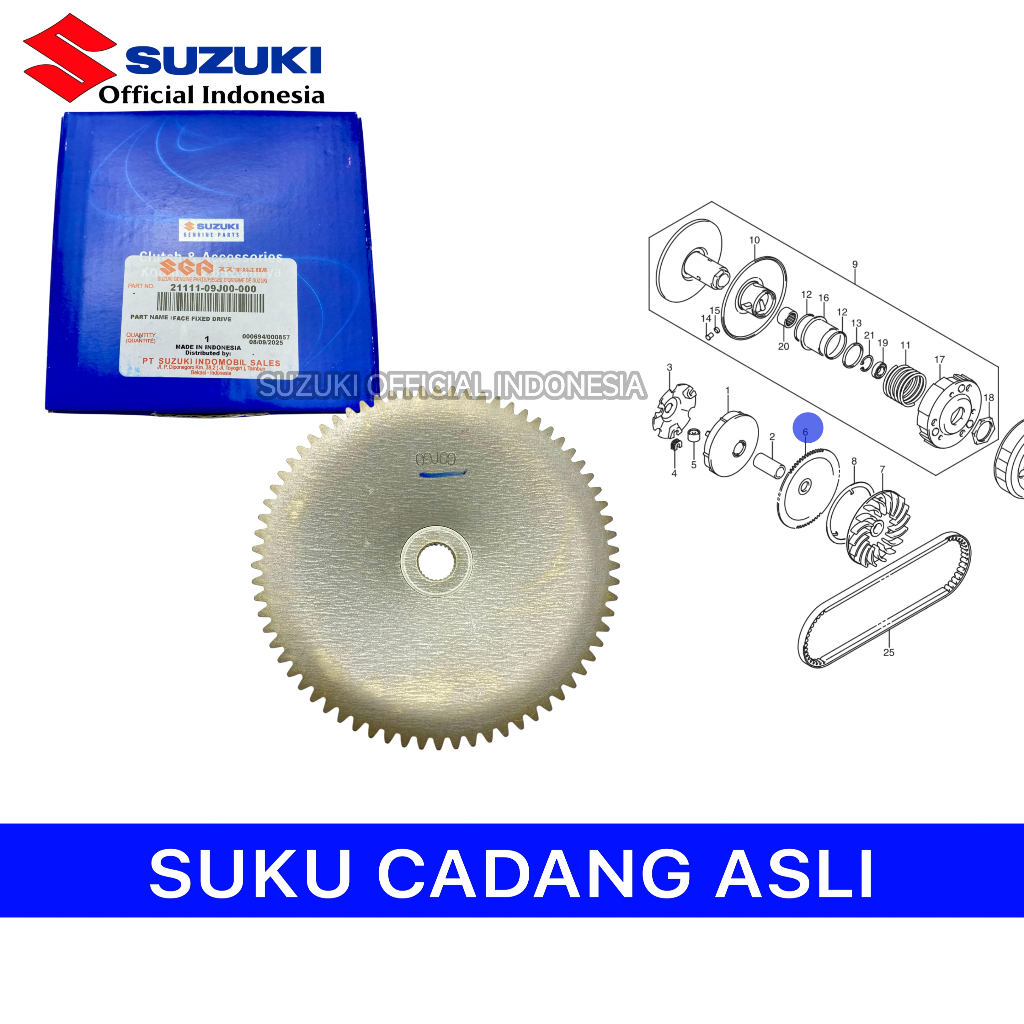 Gigi Starter Besar Suzuki NEX Karbu / NEX FI / LETS – Gear Starter Face Drive ORI SGP 21111-09J00-00