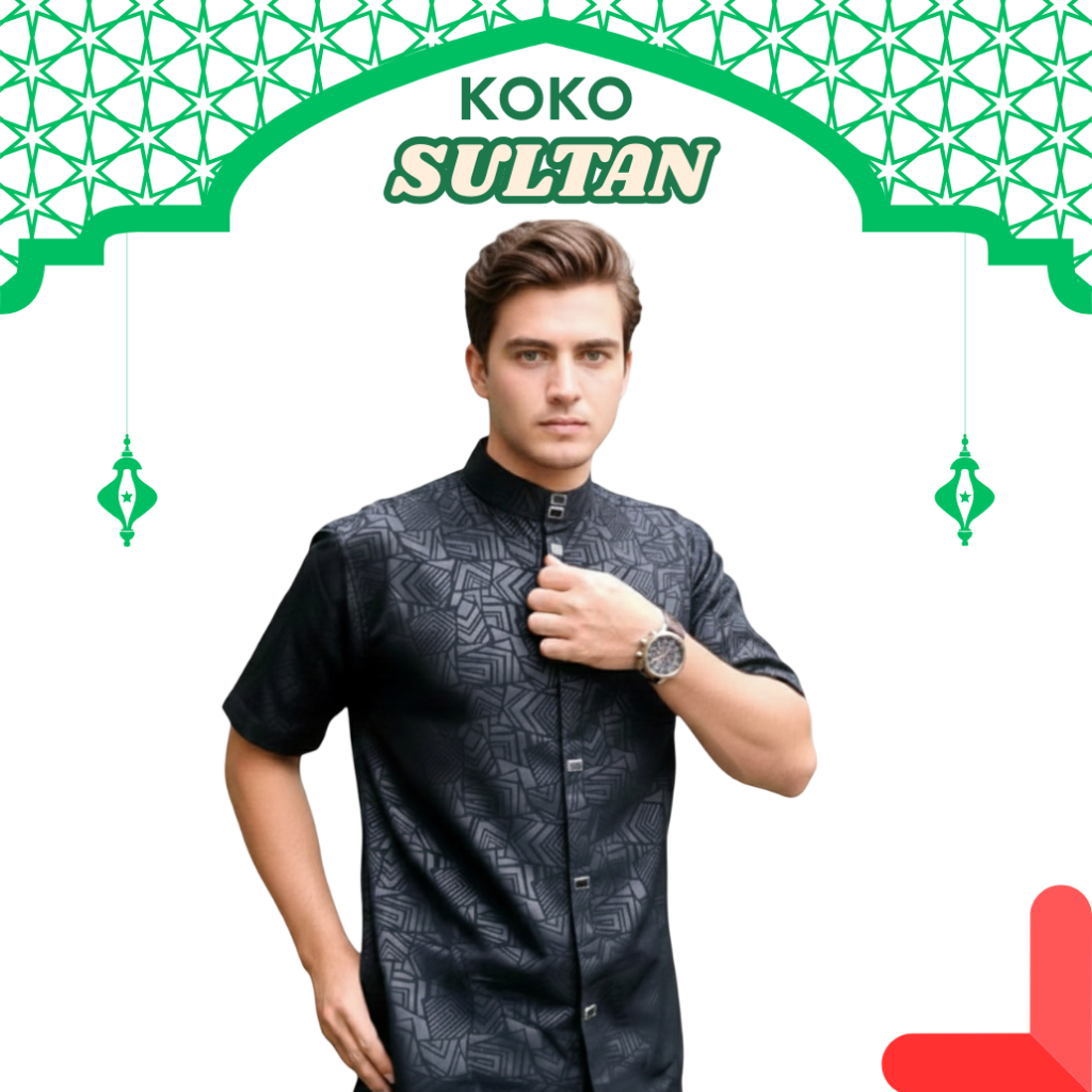 Baju Koko Pria Dewasa Sultan Embos Motif Etnik Berkelas
