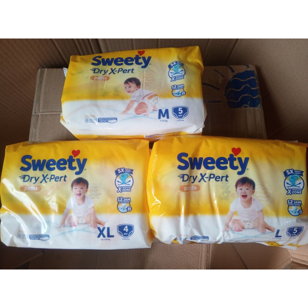 [ 1 Dus ] Sweety Mini Pack Dry X-pert Popok Celana Anak Uk. M, L, XL