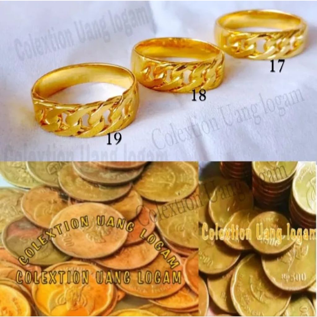 TERBUAT DARI BAHAN KOIN LOGAM ASLI 1991 CINCIN RANTAI GOLD LAPIS EMAS