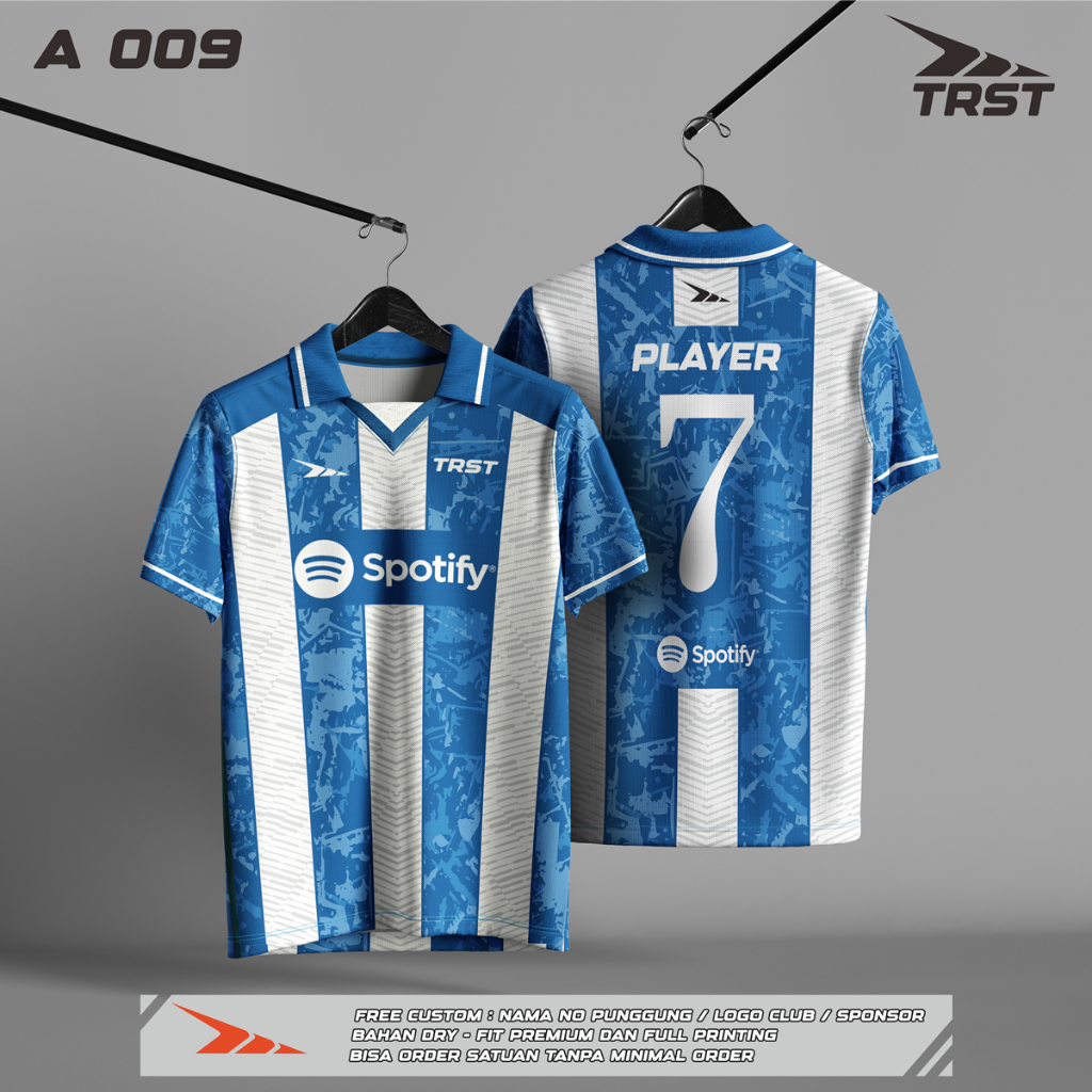 jersey retro vintage / jersey printing custom / jersey futsal sepak bola / jersey kerah biru putih