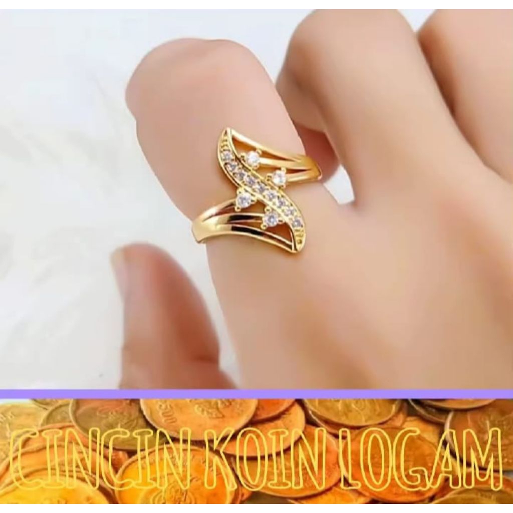 TERBUAT DARI BAHAN KOIN LOGAM ASLI 1991 CINCIN ZIGZAG GOLD LAPIS EMAS