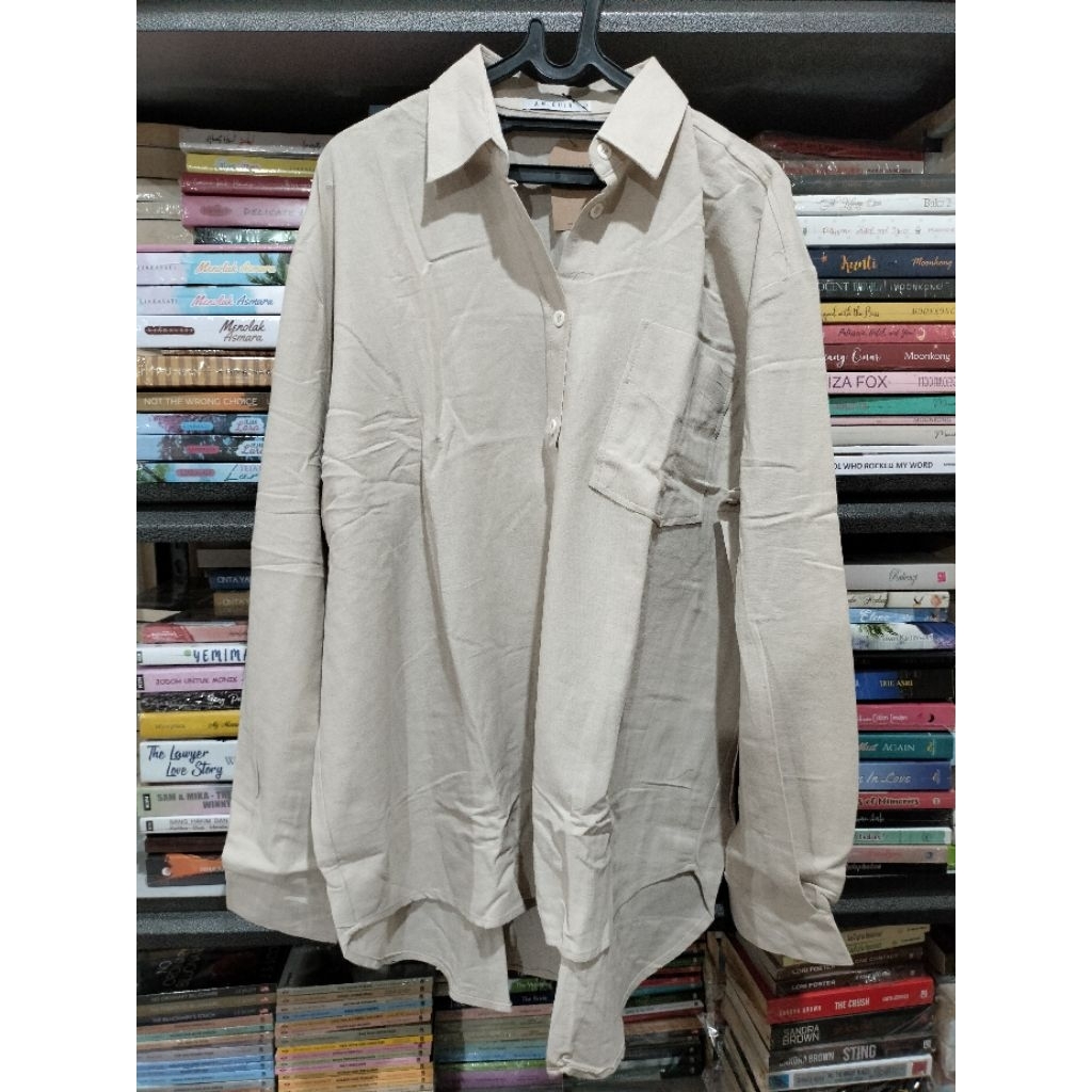 KEMEJA wanita cream jumbo besar bigsize 100kg++