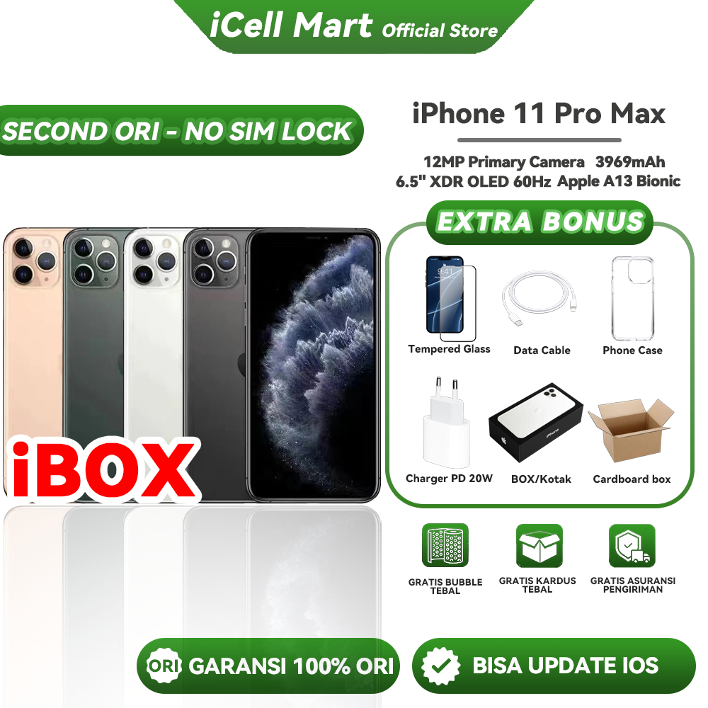 iPhone 11 Pro Max iBox Original Inter Fullset | 64GB 256GB | LCD Ori | iCloud Aman | Like New Mulus