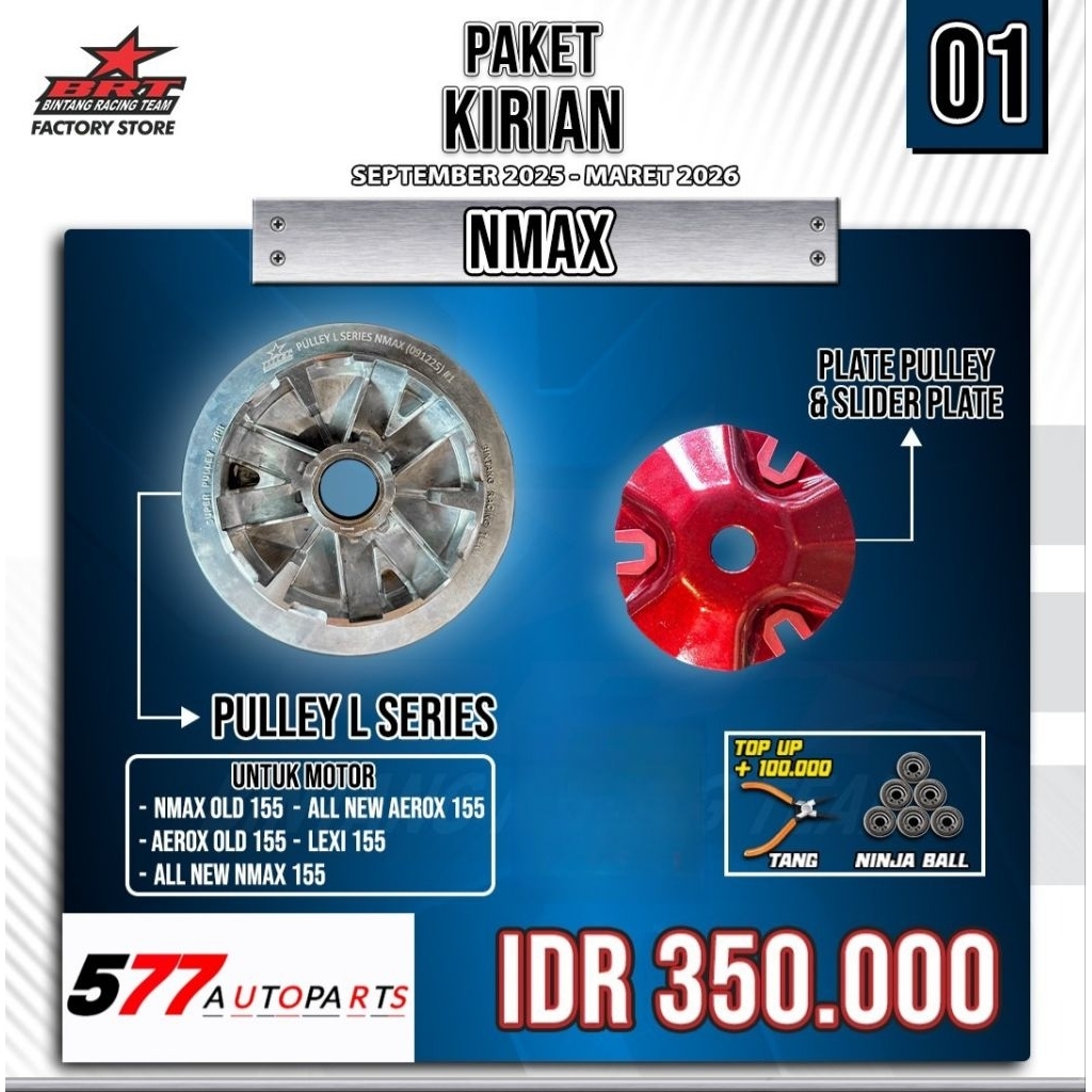 Paket Kirian Pully L Series BRT Nmax, Aerox, Lexi