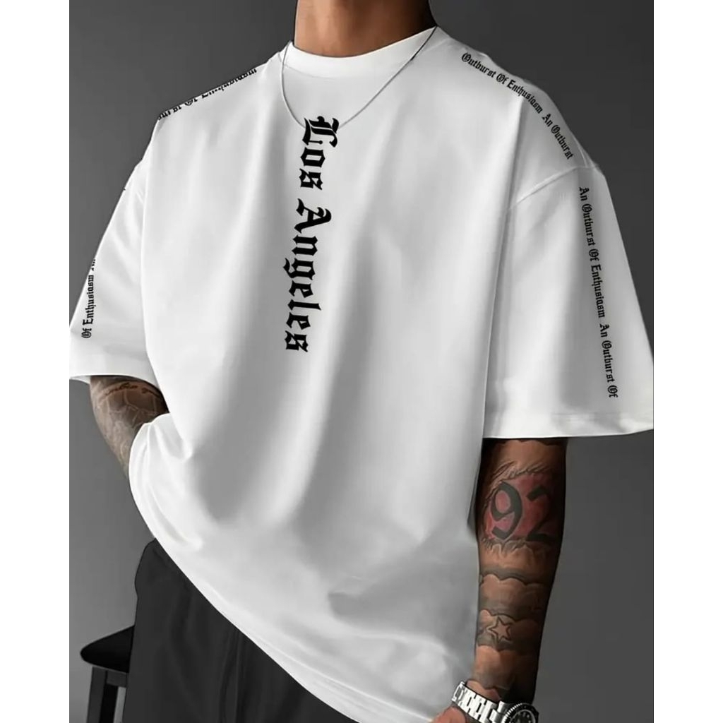 Kaos Los Angeles Big Size 6XL 5XL 4XL 3XL 2XL XL L M S Kaos Korean Style Full Printing T-shirt Pria 