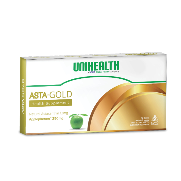 Astaxanthin 12mg suplemen anti kanker ASTA-GOLD Unihealth