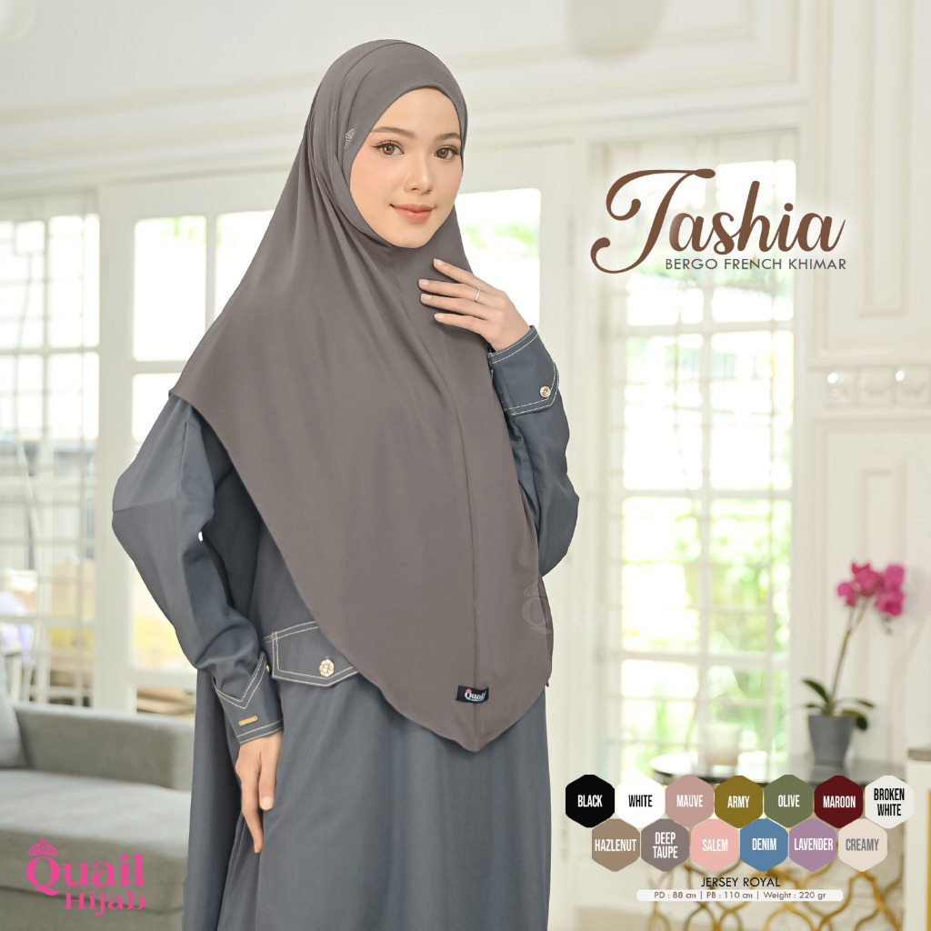 TASHIA Hijab French Khimar Standar Jersey Premium Quail Original Bergo Terbaru