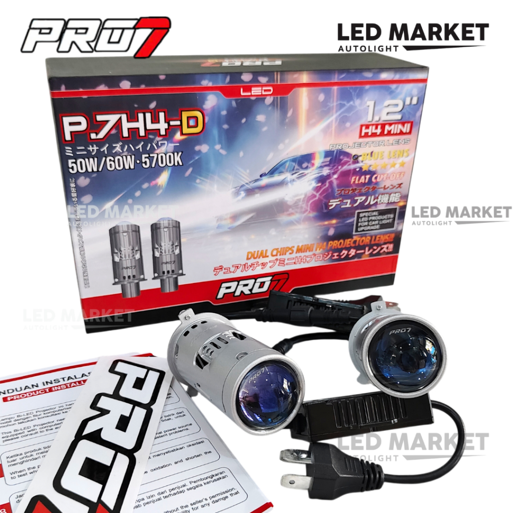 PRO7 LAMPU MINI PROJECTOR BILED LED H4 P7H4D P.7H4-D P7H4-D P.7H4D P 7H4D H4 50 60W Lensa Proyektor 