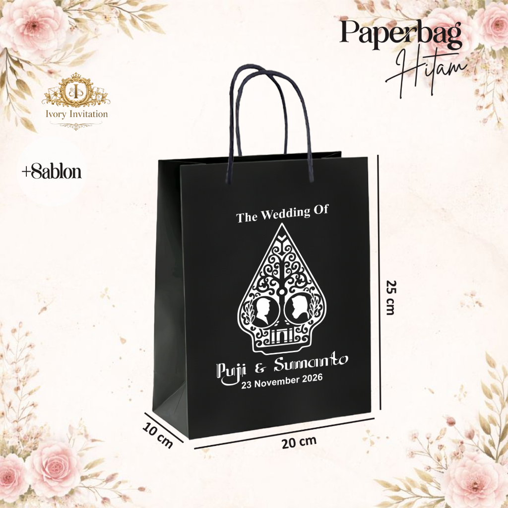 Paper Bag Kraft Sablon Custom Murah Tas Souvenir Pernikahan, Hajatan & Khitan Ivory Invitation