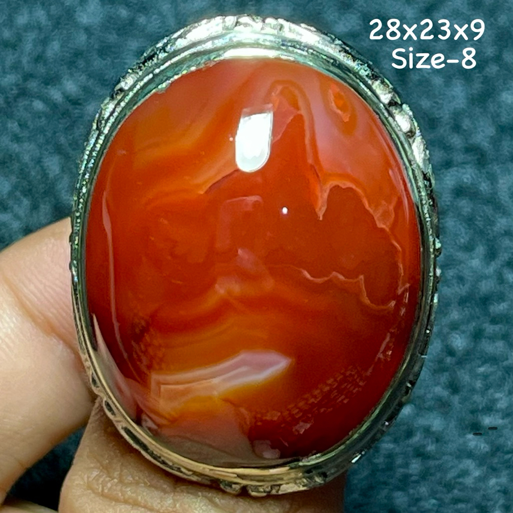 Cincin Batu Akik Natural Cempaka Merah (Asli Alam)