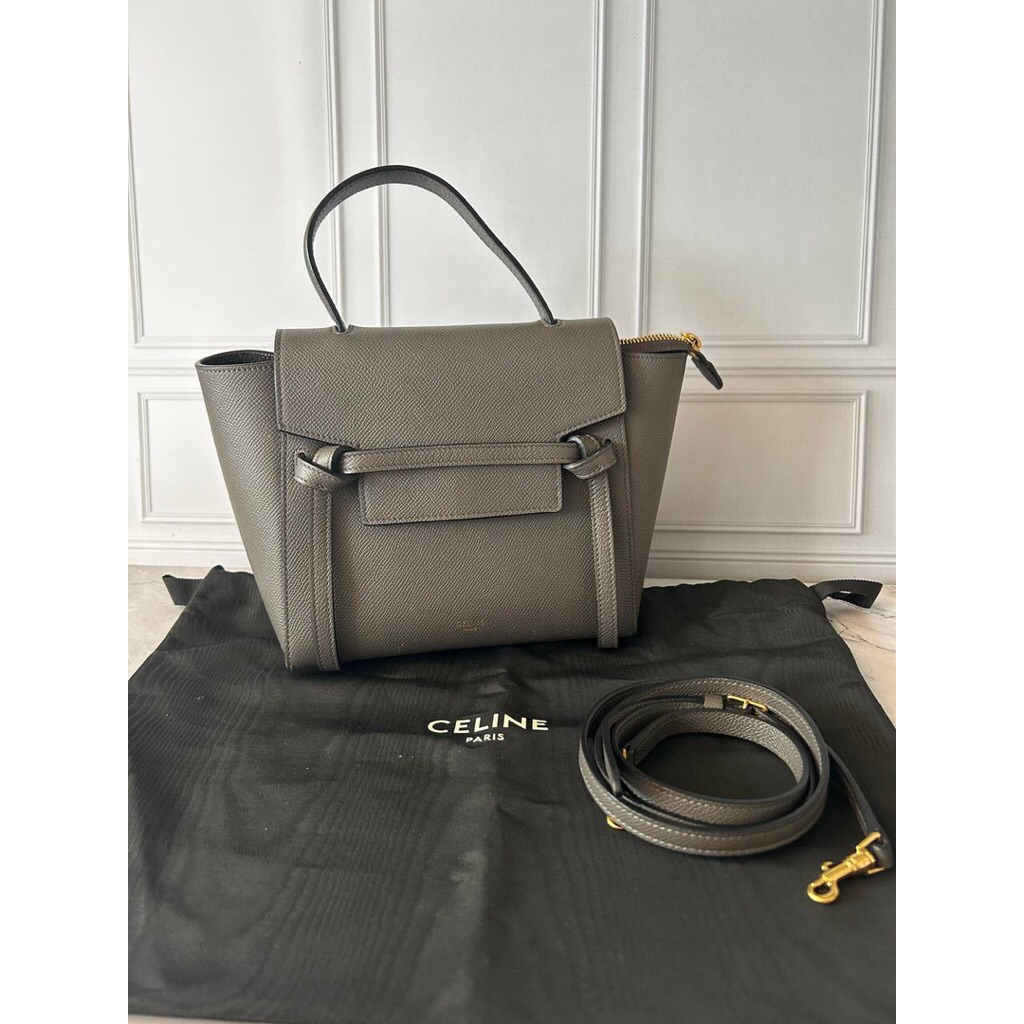 (PRELOVED) Celine Nano Belt Grey GHW 2021
