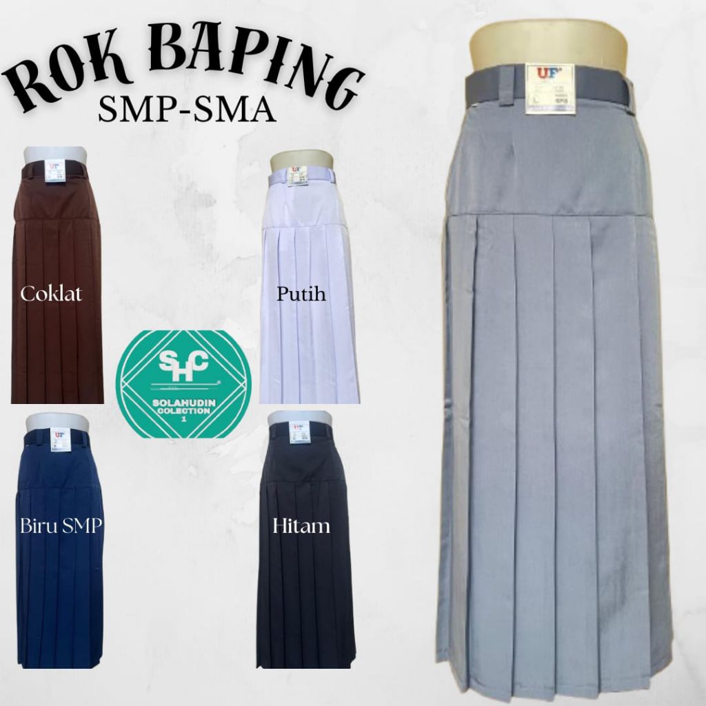 ROK BAPING SMP SMA / ROK PANJANG REMPEL PINGGANG BAWAH / ROK SMP SMA KAIN TWIST LICIN LEMBUT MENGKIL