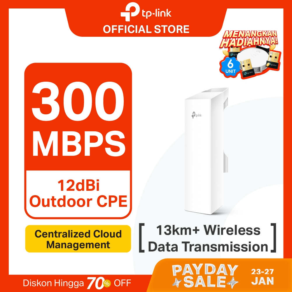 TP-Link CPE220 CPE210 | 2.4GHz 300Mbps Outdoor CPE | 12dBi | Pharos | 13km Wireless | IPX5 Tahan Cua