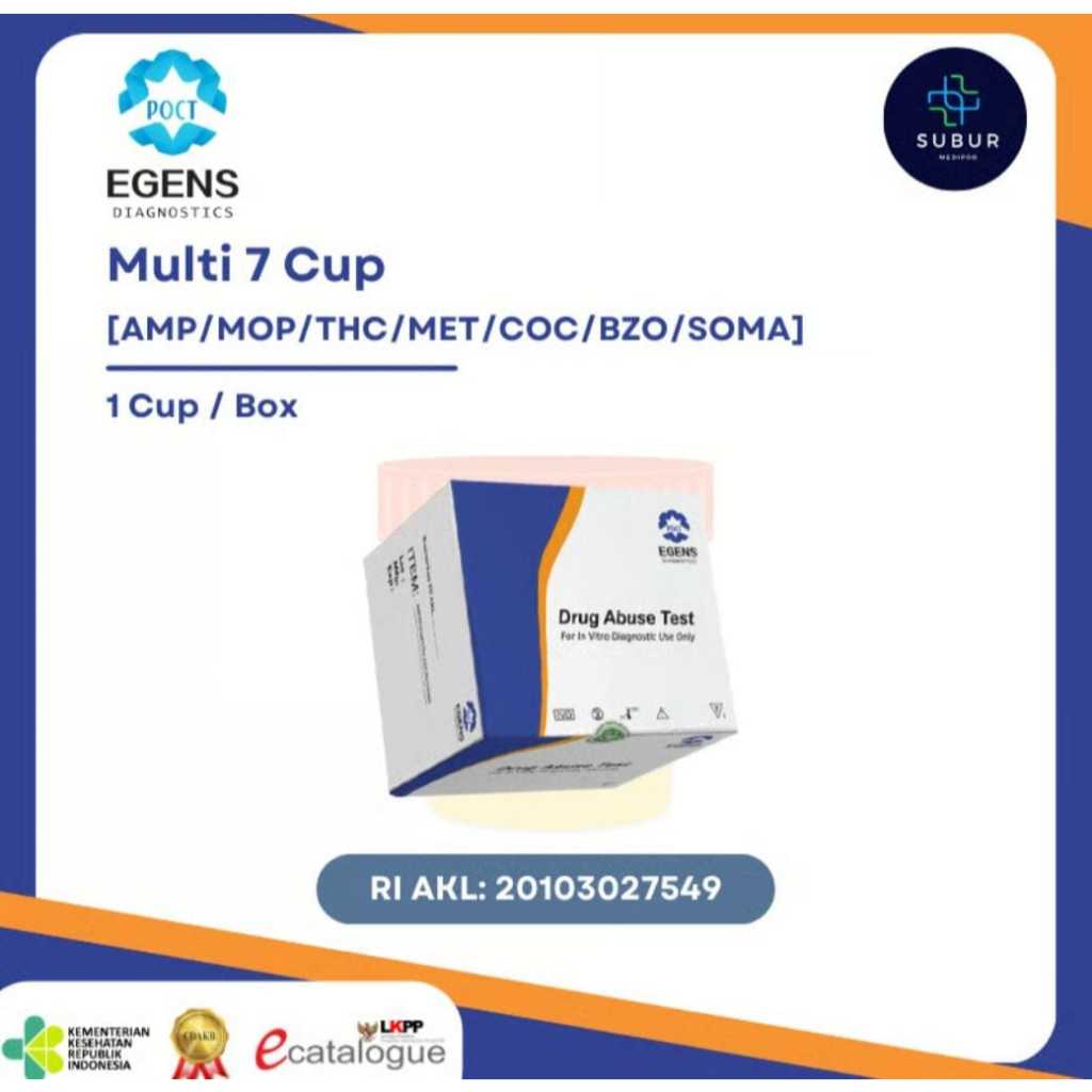 EGENS DRUG ABUSE TEST 7 CUP (AMP/MOP/THC/MET/BZO/COC/SOMA)