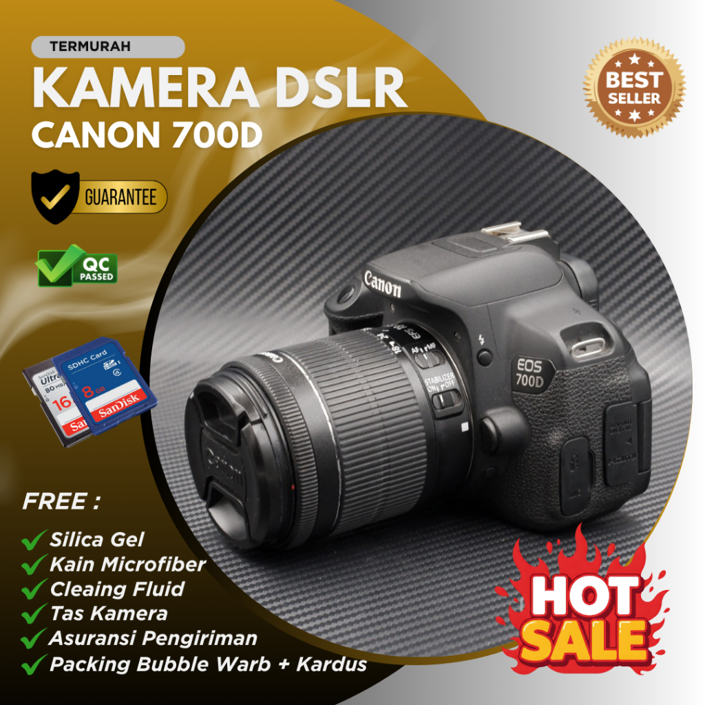 Kamera DSLR Canon EOS 700D | Rebel T5i | Kiss X7i | APS-C | Full HD | Touchscreen | Flip Screen