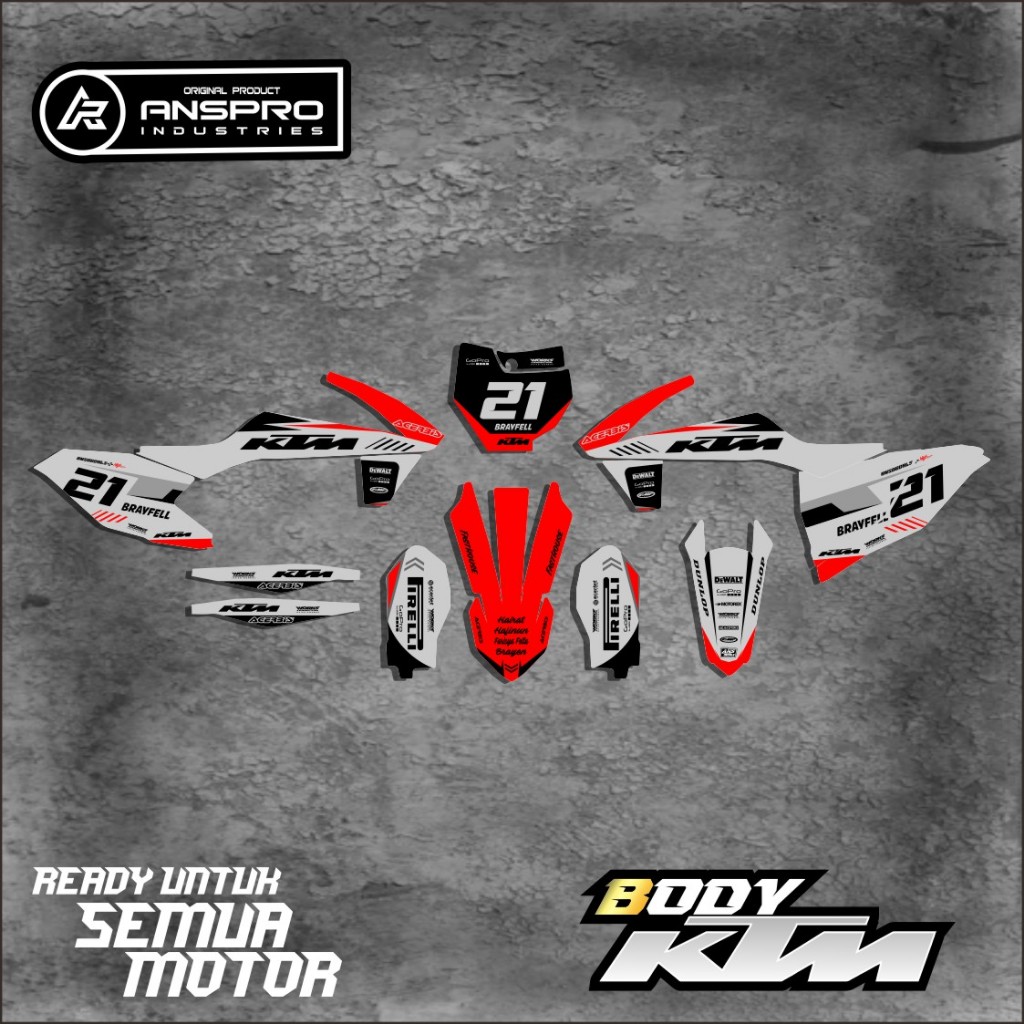DECAL KTM 85/250 FULL BODY STIKER PELINDUNG BODY MOTOR KTM 85/250 FREE REQUEST