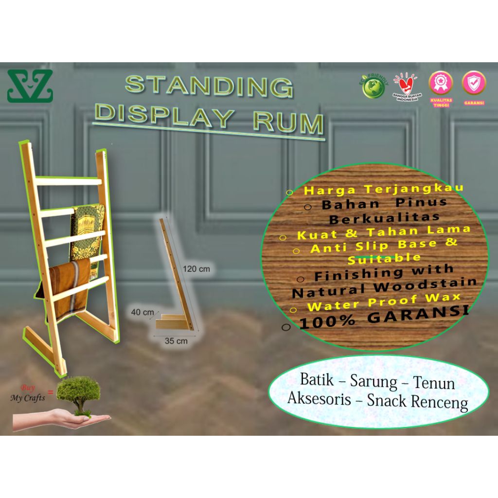 senthong standing display rum hanger kayu serbaguna tingkat hanger kain batik hanger jarik standing 