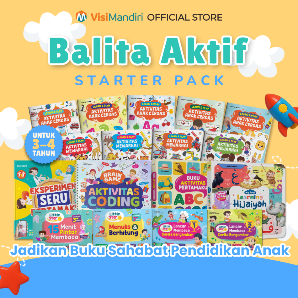 Starter Pack Buku Untuk 3-4 Tahun - Buku Balita Aktif - Buku Anak Usia 3 4 Tahun - Buku Membaca - Vi