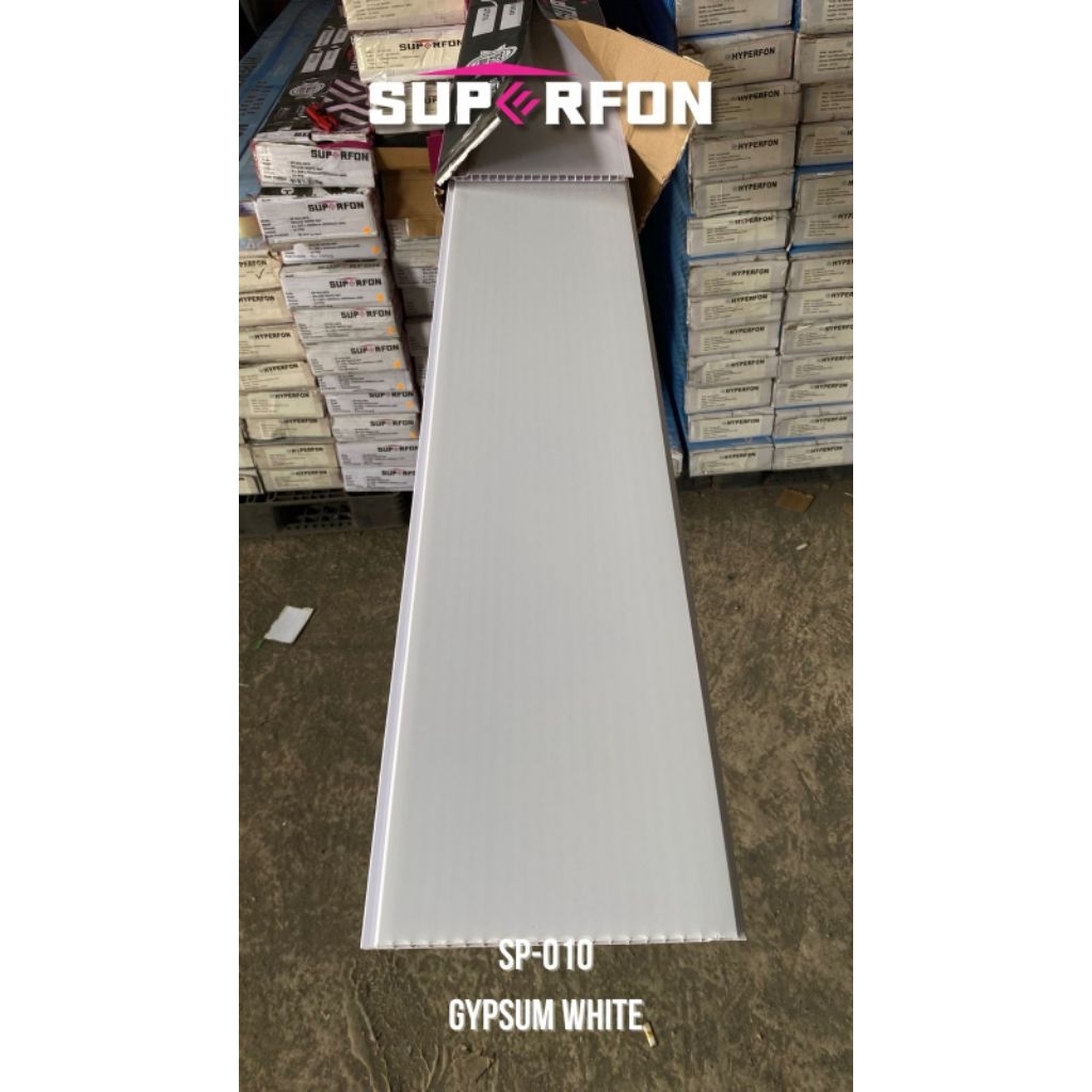 Superfon Plafon PVC Putih Polos Doff Tebal 8mm -Gypsum White- SP 010