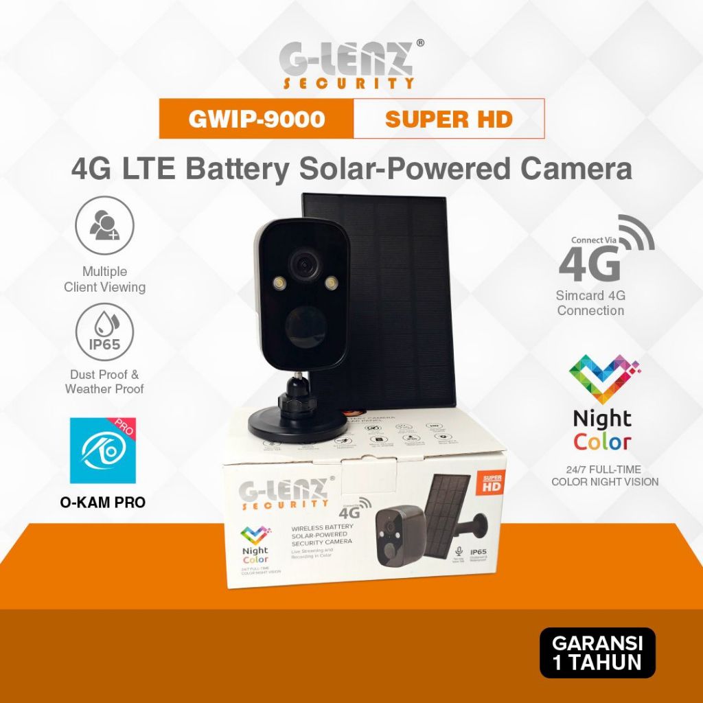 GLENZ CCTV SIMCARD BATTERE - CCTV MINI 4G - GWIP-9000-4G (2MP) - COCOK UNTUK KEBUN SAWIT - APPLIKASI