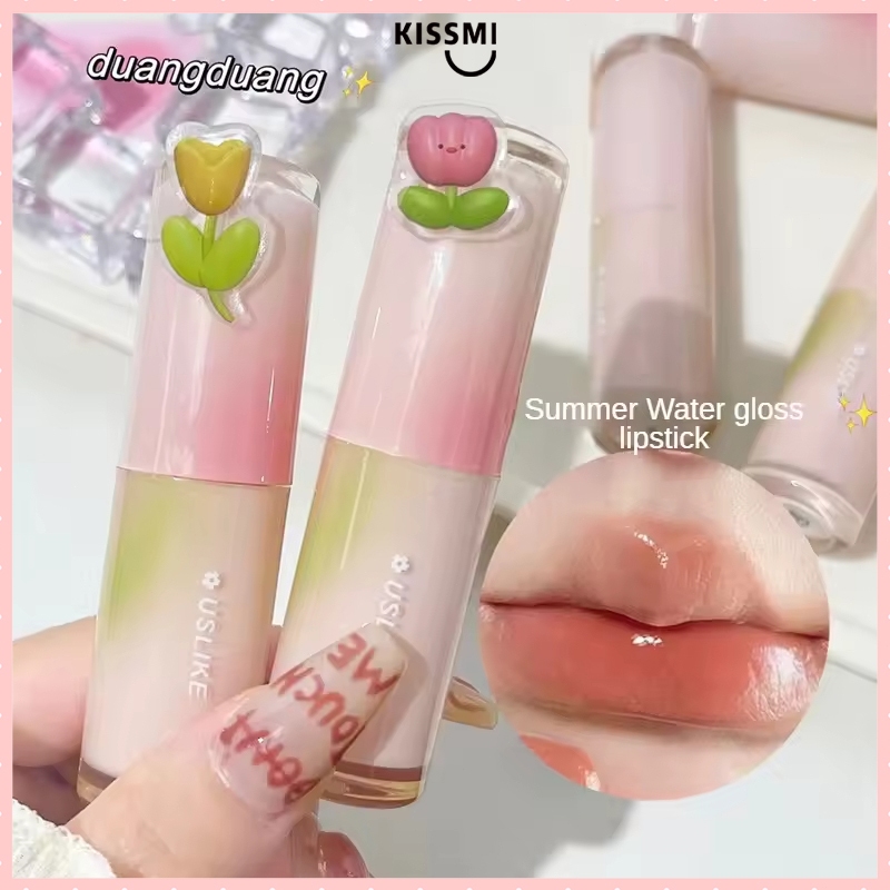 USLIKE Lip Balm Glow Glassy Lipstick Melembapkan Tahan Lama Tidak Luntur