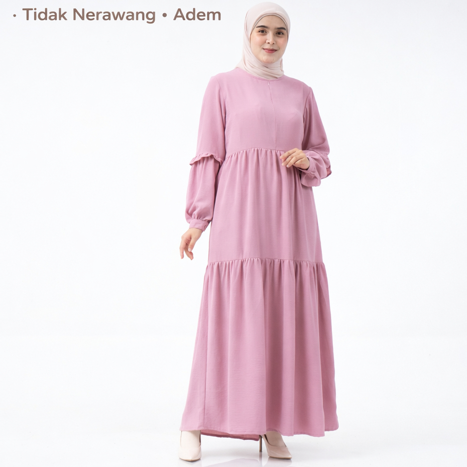 Gamis bahan crinkle premium gamis crinkle premium Polos gamis lebaran 2025 model gamis terbaru