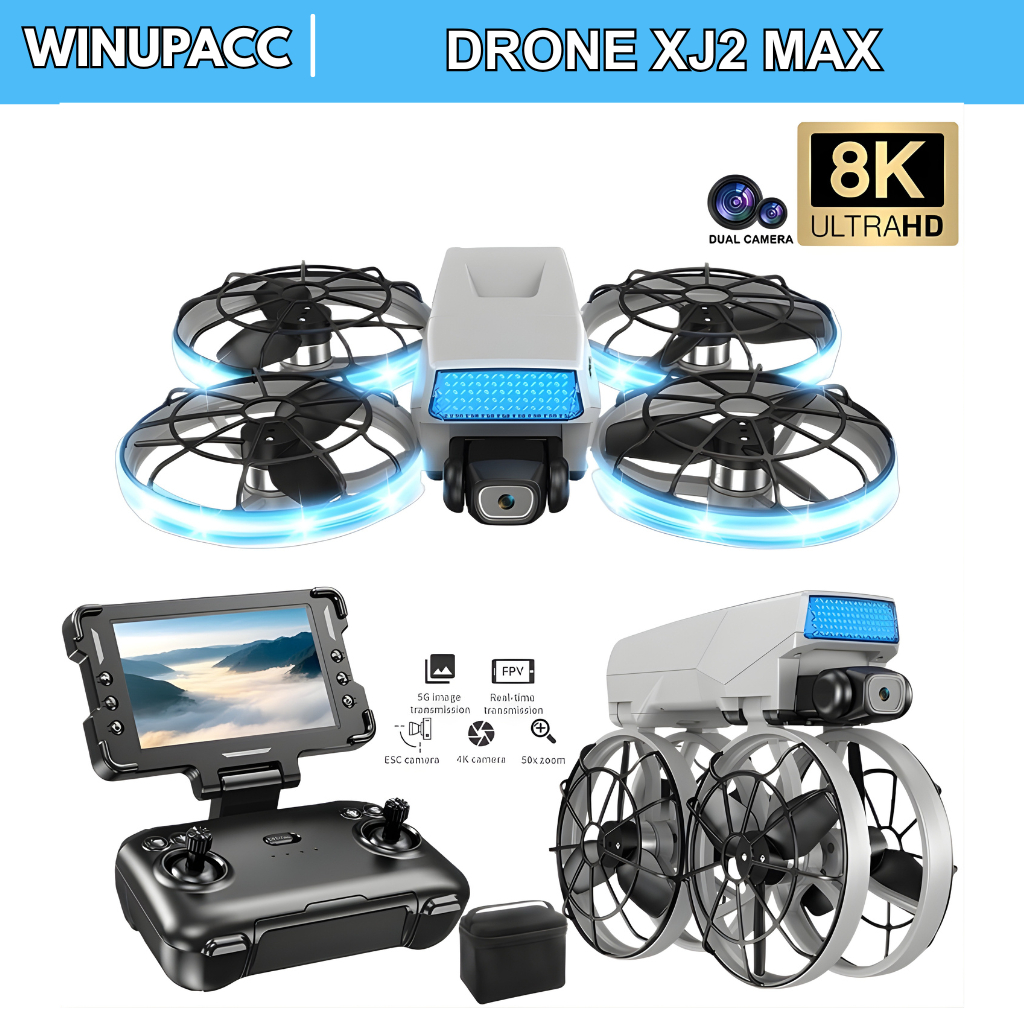YUHOO Drone XJ2 Mini 8K Drone Kamera Jarak Jauh FPV Brushless - Drone Mini Camera Dengan Layar