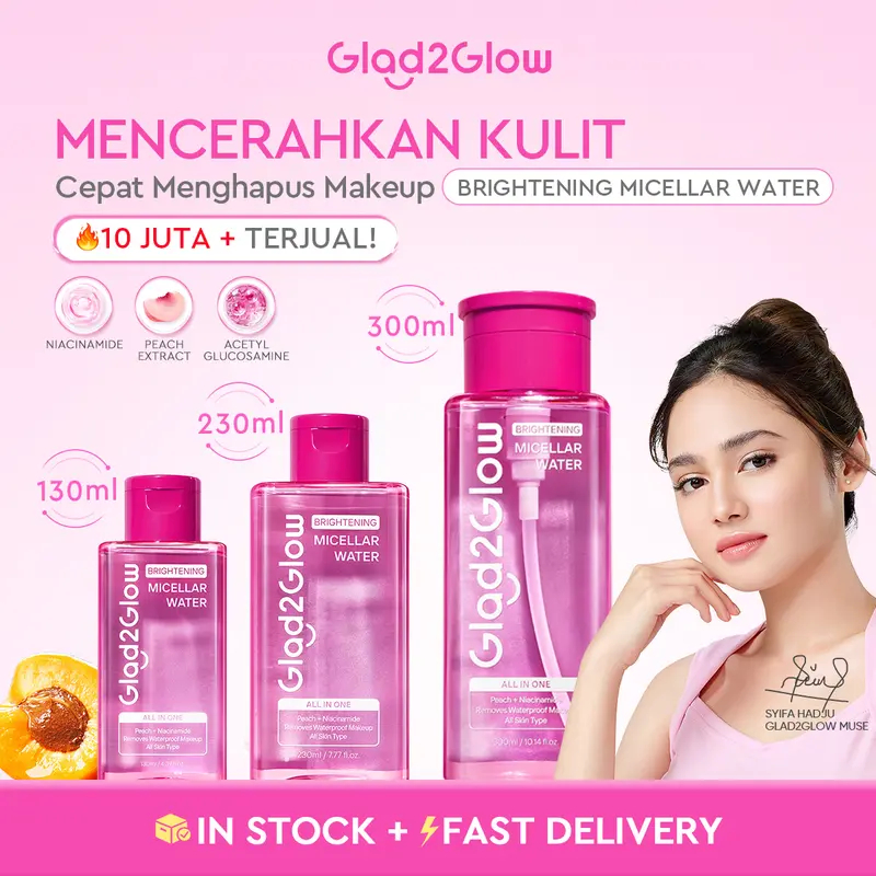 Glad2Glow G2G Brightening Micellar Water - Make Up Remover pembersih