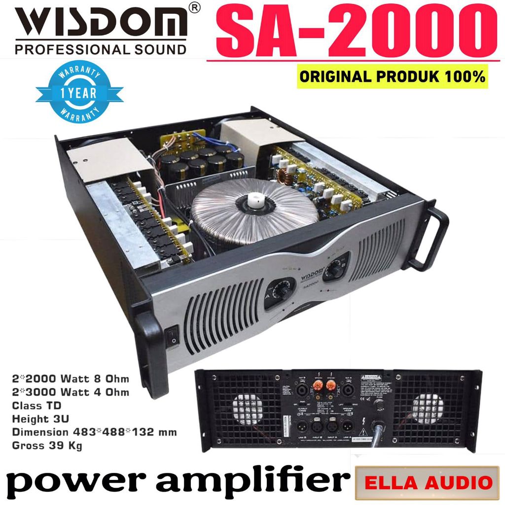Power Wisdom SA2000 Amplifier Powered Wisdom SA-2000 Sa 2000 Class TD