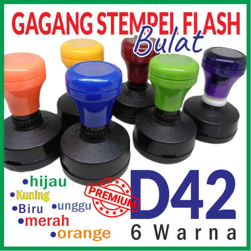 Gagang Stempel Flash Otomatis Warna Bulat D42 Terbaru