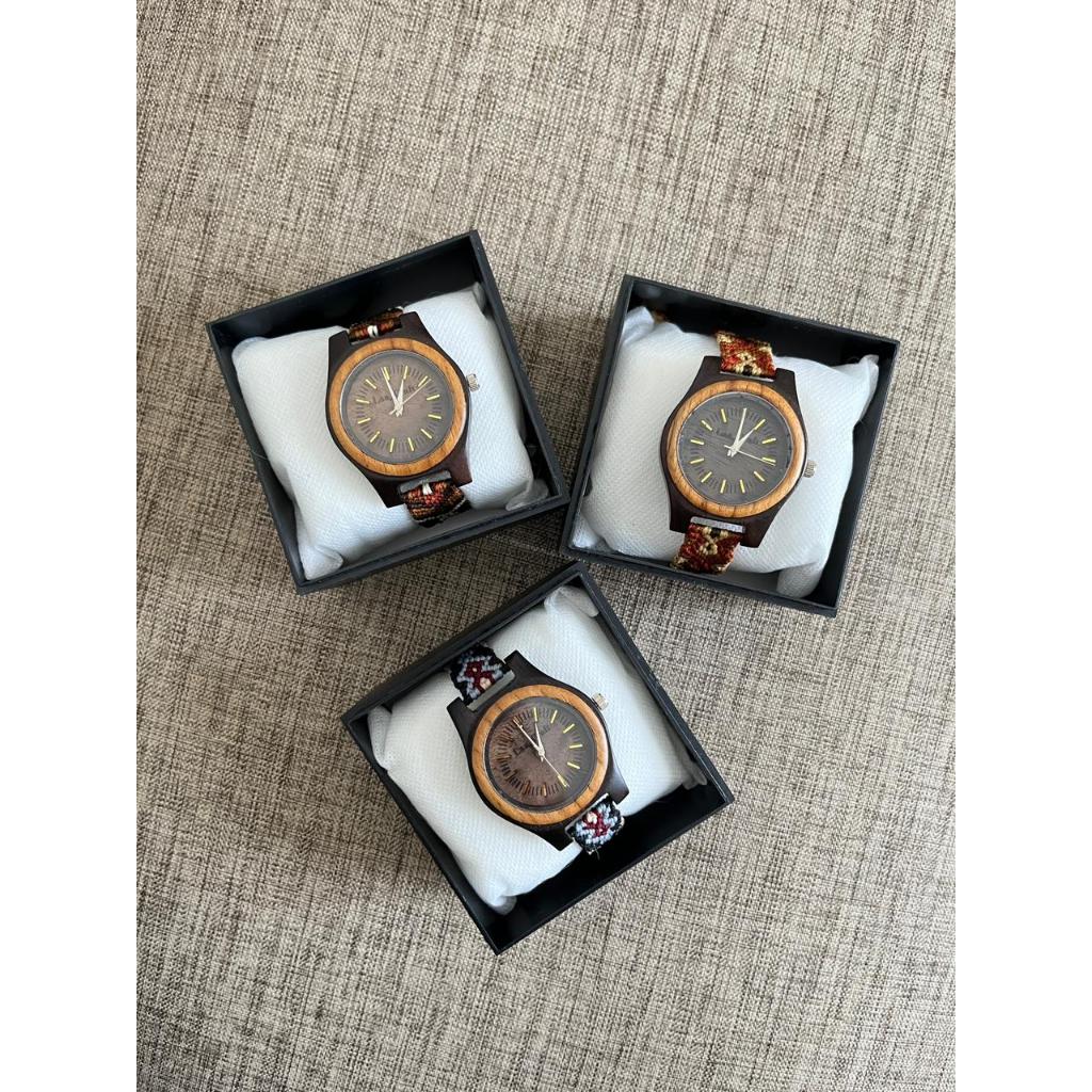 RAJASA Jam Tangan Kayu Jam Tangan Tali Rajut Pria dan Wanita